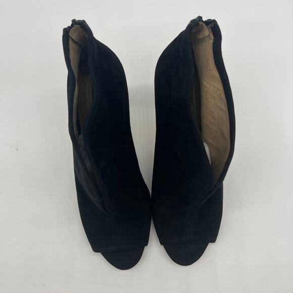 G.I.L.I. Peep Toe Zip Back Suede Booties Size 11 M Fantina Black - Picture 5 of 11